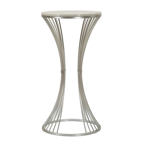 Petite Table En Métal Argenté Ø 40x79 Cm
