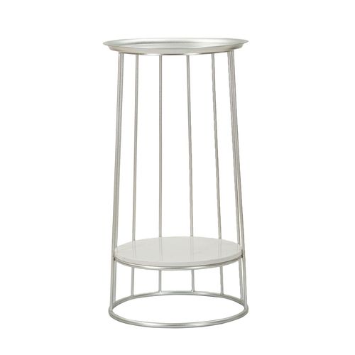 Petite Table En Métal Argenté Ø 40x76 Cm