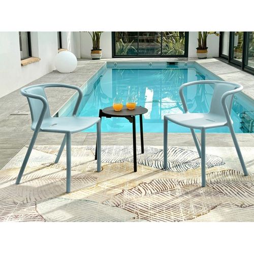 Fauteuil De Jardin Empilable En Polypropylène Bleu Azur