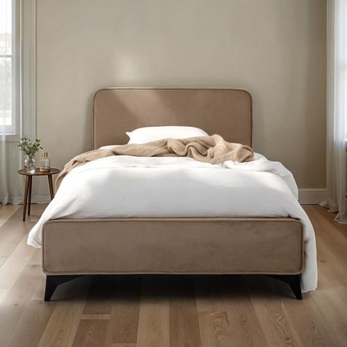 Lit Simple En Tissu Velours, Gris Foncé, Avec Sommier, 90 X 190 Cm