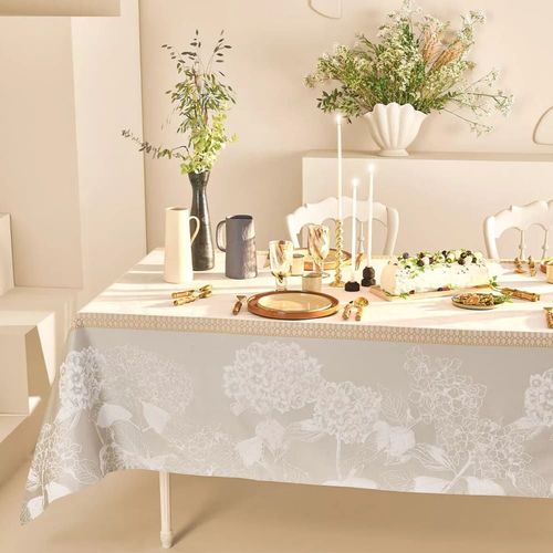 Nappe Pur Coton Beige 180x300 Cm
