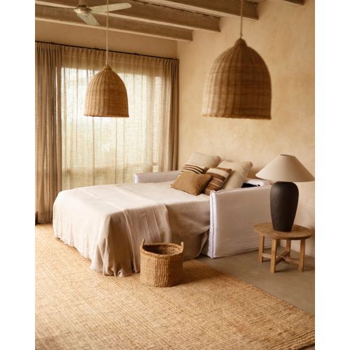 Canapé Lit En Coton Et Lin 185x95cm Déhoussable Blanc