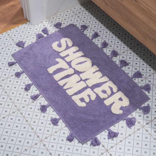 Tapis de Bain Antidérapant Coton Violet