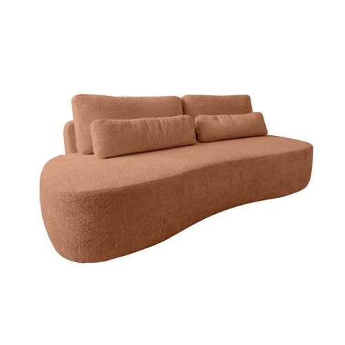 Canapé Droit Convertible 3 Places En Tissu Bouclette Rouille