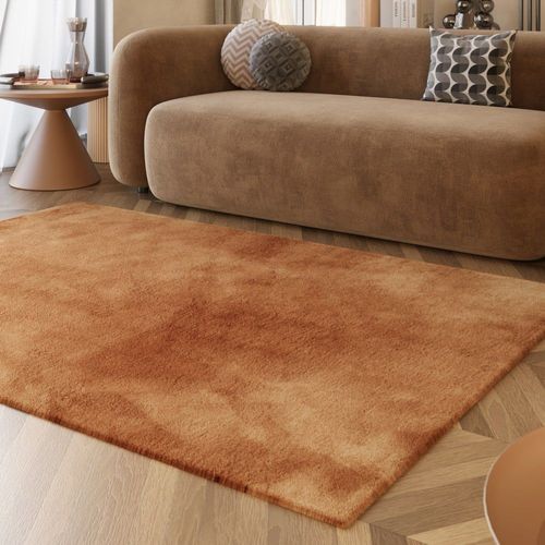 Tapis Imitation Fourrure Lapin Doux Tufté Cuivré 80x150