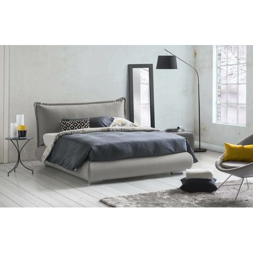 Lit Double En Tissu Gris 160x190 Cm