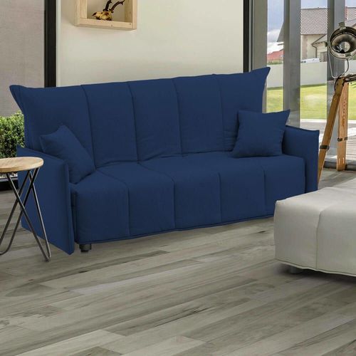 Canapé Lit 2 Places En Tissu Bleu 150x90h85 Cm