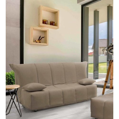 Canapé Lit 3 Places En Tissu Gris Tourterelle 165x90h85 Cm