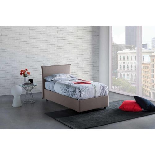 Lit Simple En Tissu Gris Tourterelle 90x190 Cm