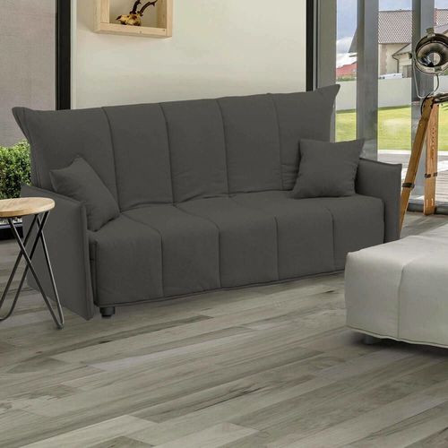 Canapé Lit 2 Places En Tissu Gris 150x90h85 Cm
