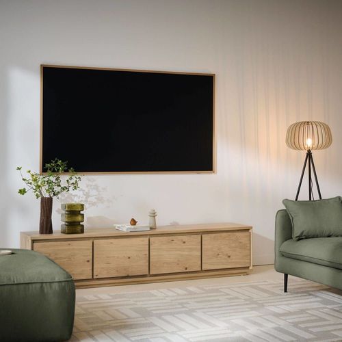 Meuble Tv 4 Portes Effet Bois Clair