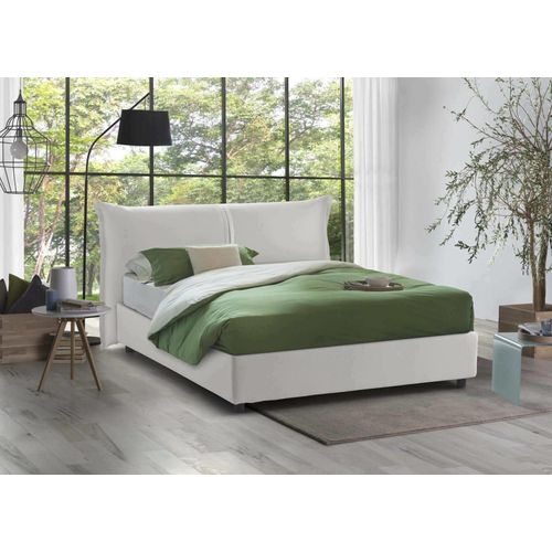 Lit Double En Tissu Blanc 160x190 Cm