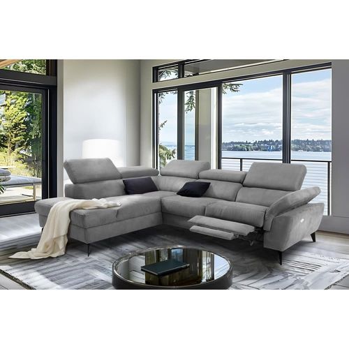 Canapé D'angle Gauche Relax Électrique Tissu Gris Foncé 5 Places