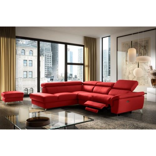 Canapé Angle Gauche Relax Électrique Cuir Rouge Foncé 5 Places