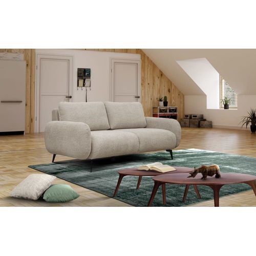 Canapé Droit 3 Places Tissu Beige