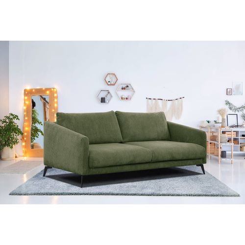 Canapé Droit Xxl 3 Places Tissu Vert Olive