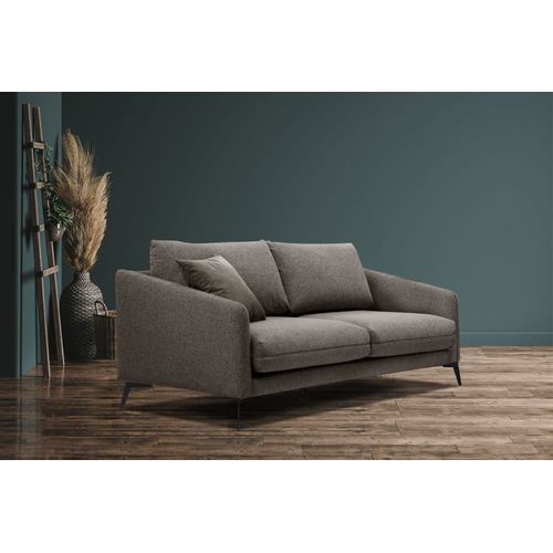 Canapé Droit 3 Places Tissu Marron Foncé