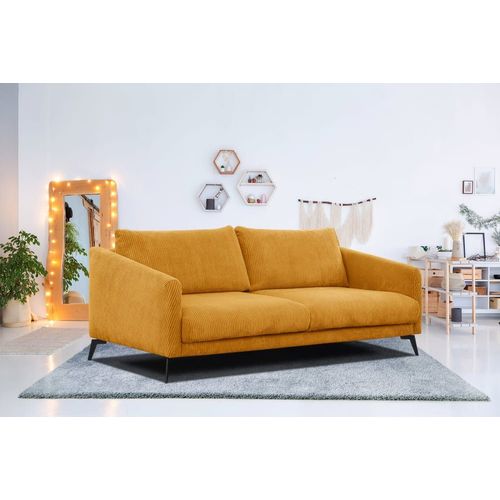 Canapé Droit Xxl 3 Places Tissu Safran