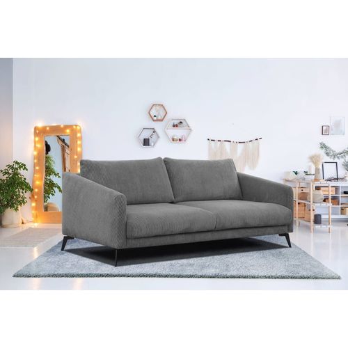 Canapé Droit Xxl 3 Places Tissu Gris Foncé