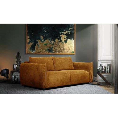 Canapé Droit Xxl 3 Places Tissu Safran