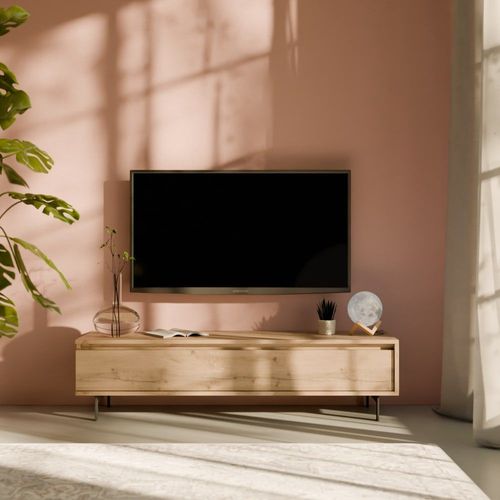 Meuble Tv Effet 1 Tiroir Effet Chêne Naturel