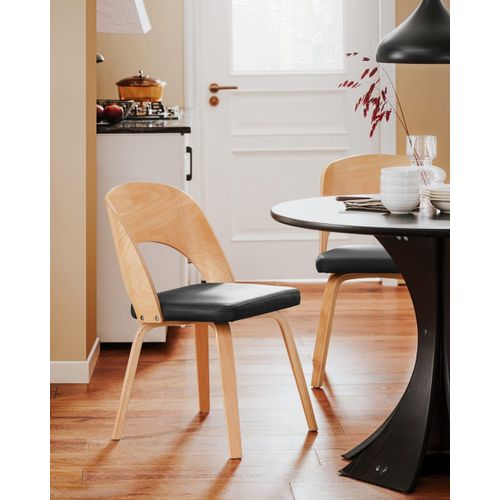 Chaise Avec Dossier Et Assise Rembourrés Effet Bois Naturel Et Noir