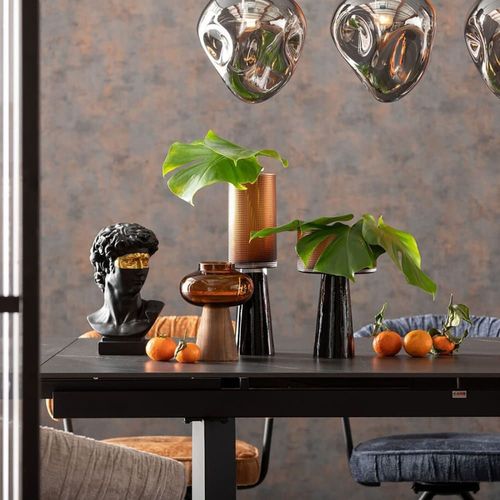 Vase en verre ambré et bois massif