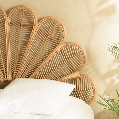 Tête De Lit Demi-Lune 140/160cm Fleur"" Rotin