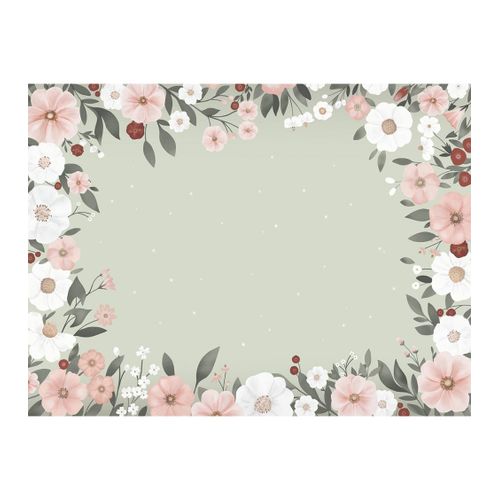 Papier peint panoramique fleurs vert sauge 4m x 3m