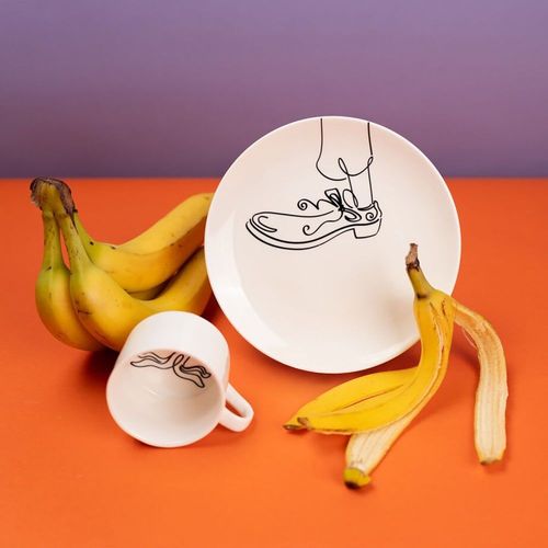 Tasse Avec Coupelle Banane En Porcelaine - Lot De 4