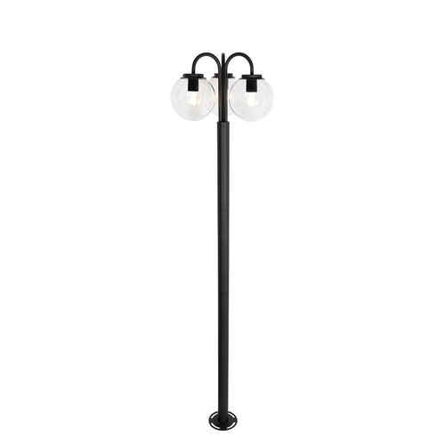 Lampadaire Noire Avec 3 Lumières Verre Clair 200 Cm Ip44