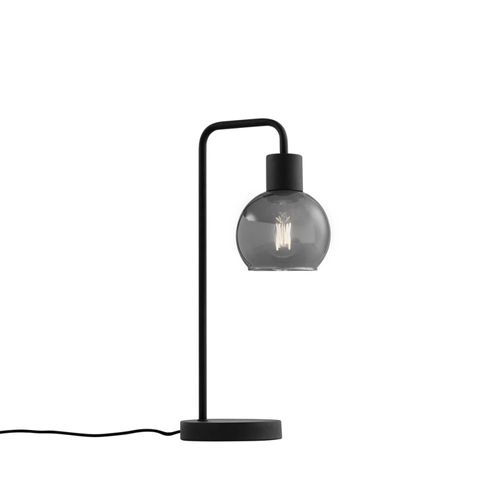 Lampe De Table Art Déco Noire Avec Verre Fumé