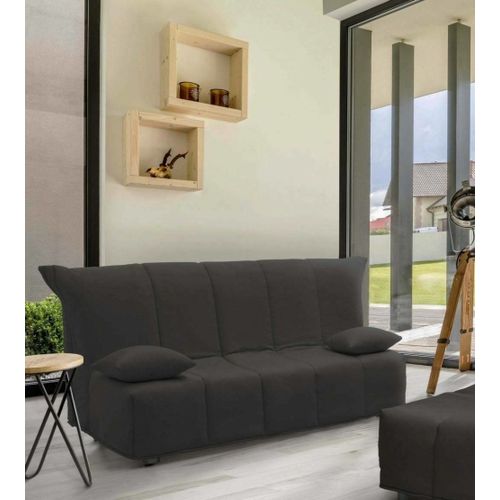 Canapé Lit 2 Places En Tissu Gris 125x90h85 Cm