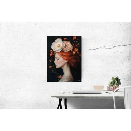 Tableau Femme avec fleurs alu dibond 60x80