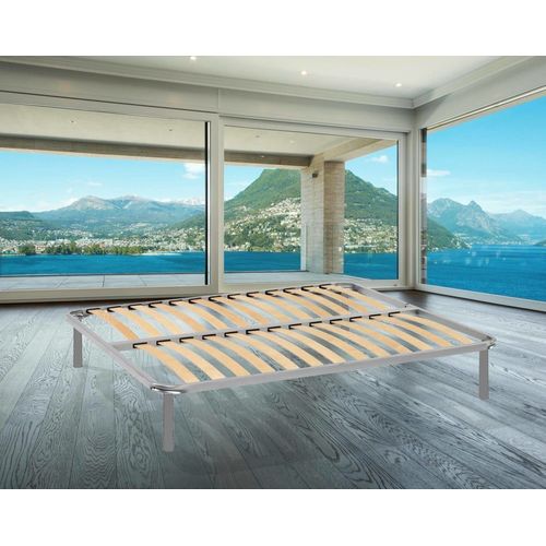 Sommier Double En Metal Gris 160x190 Cm
