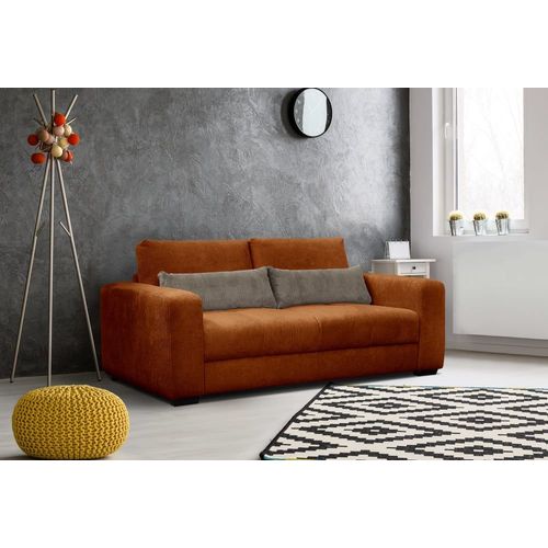 Canapé Droit 3 Places Tissu Orange
