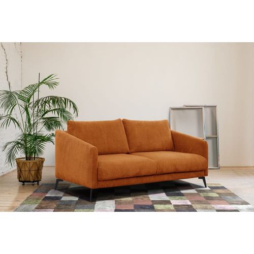 Canapé Droit 3 Places Tissu Orange