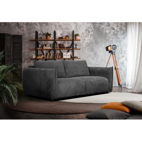 Canapé Droit Xxl 3 Places Tissu Gris Foncé