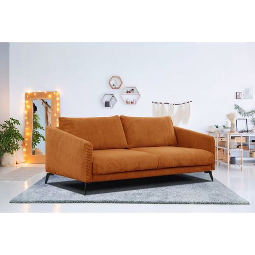 Canapé Droit Xxl 3 Places Tissu Orange