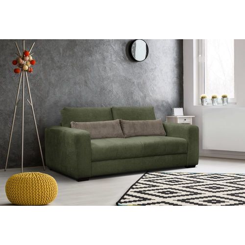 Canapé Droit 3 Places Tissu Vert Olive