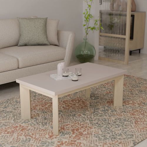 Table Basse Relevable Effet Chêne Blanchi/Lin