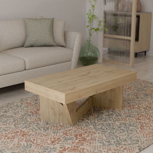 Table Basse Relevable Effet Chêne Naturel