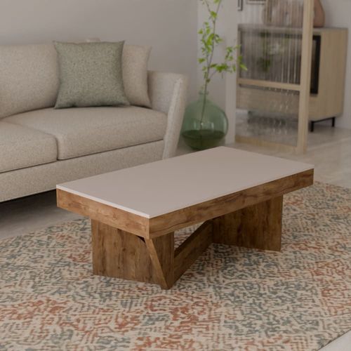 Table Basse Relevable Effet Noyer/Lin