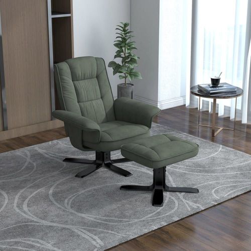 Fauteuil De Relaxation Avec Repose-Pieds En Tissu Vert/Noir