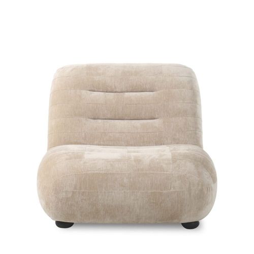 Fauteuil En Velours Et Bois - Beige