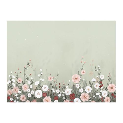 Papier peint panoramique jolies fleurs, vert, 4m x 3 m
