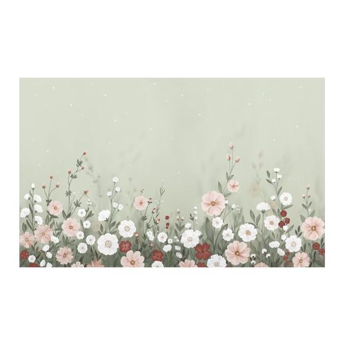 Papier peint panoramique jolies fleurs, vert, 4m x 2,48 m