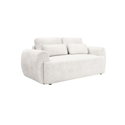 Canapé Droit 2 Places En Tissu Bouclette Beige