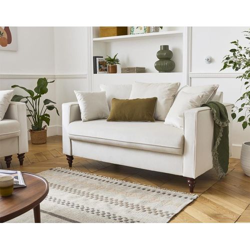 Canapé Droit 2 Places En Velours Beige
