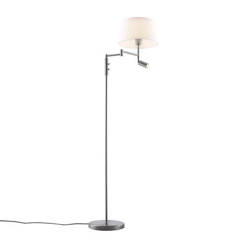 Lampadaire Acier Avec Abat-Jour Blanc Et Liseuse Orientable